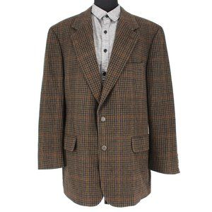 Brooks Brothers Camel Hair Green Plaid Suit Jacket Sports Coat Blazer 42 Short